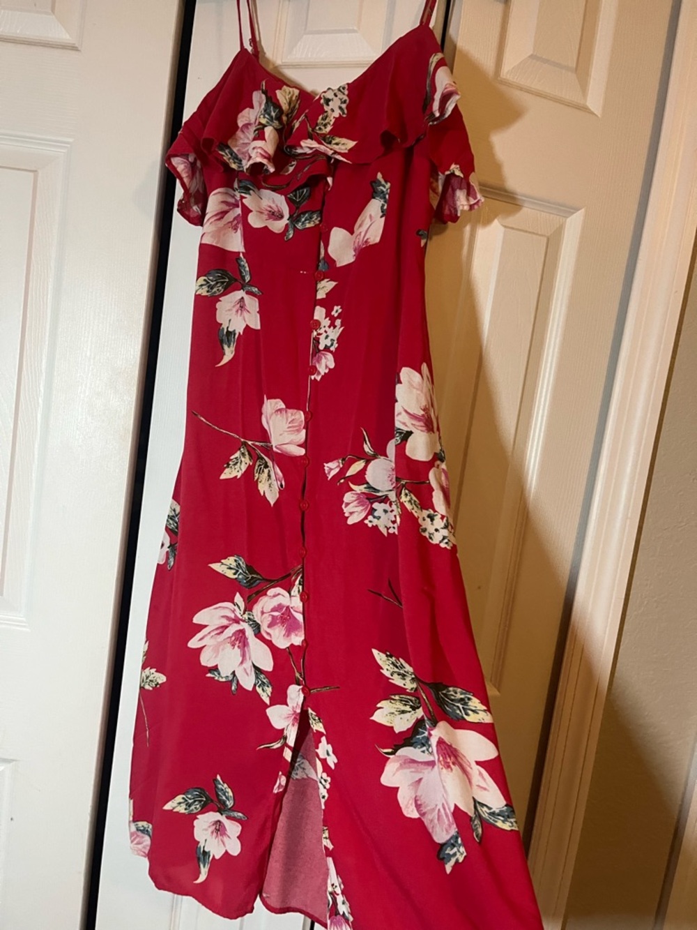Beautiful Band of Gypsies red floral buttoned dress size Small - Picture 12 of 15